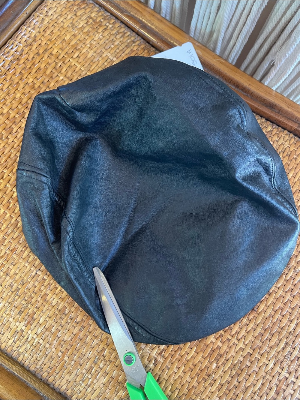 vintage black leather newsboy cap Gatsby hat baker boy hat sturdy brim cabbie - Picture 13 of 14